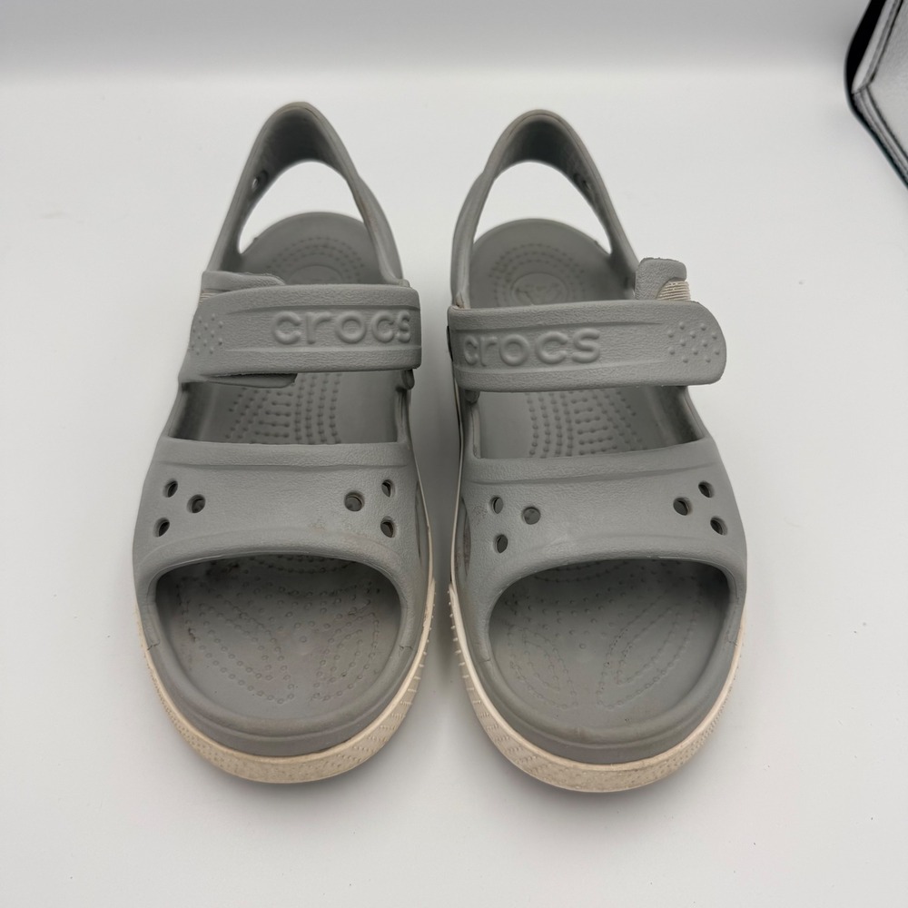 Crocs Crocband II Kids Grey Sporty Hook and Loop Sandals J3 14854
